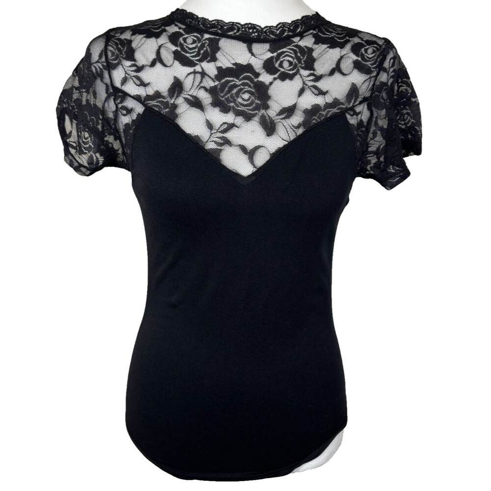 Soho Lady Bodysuit Womens M/L Floral Lace Stretch Whimsigoth Romantic Coquette